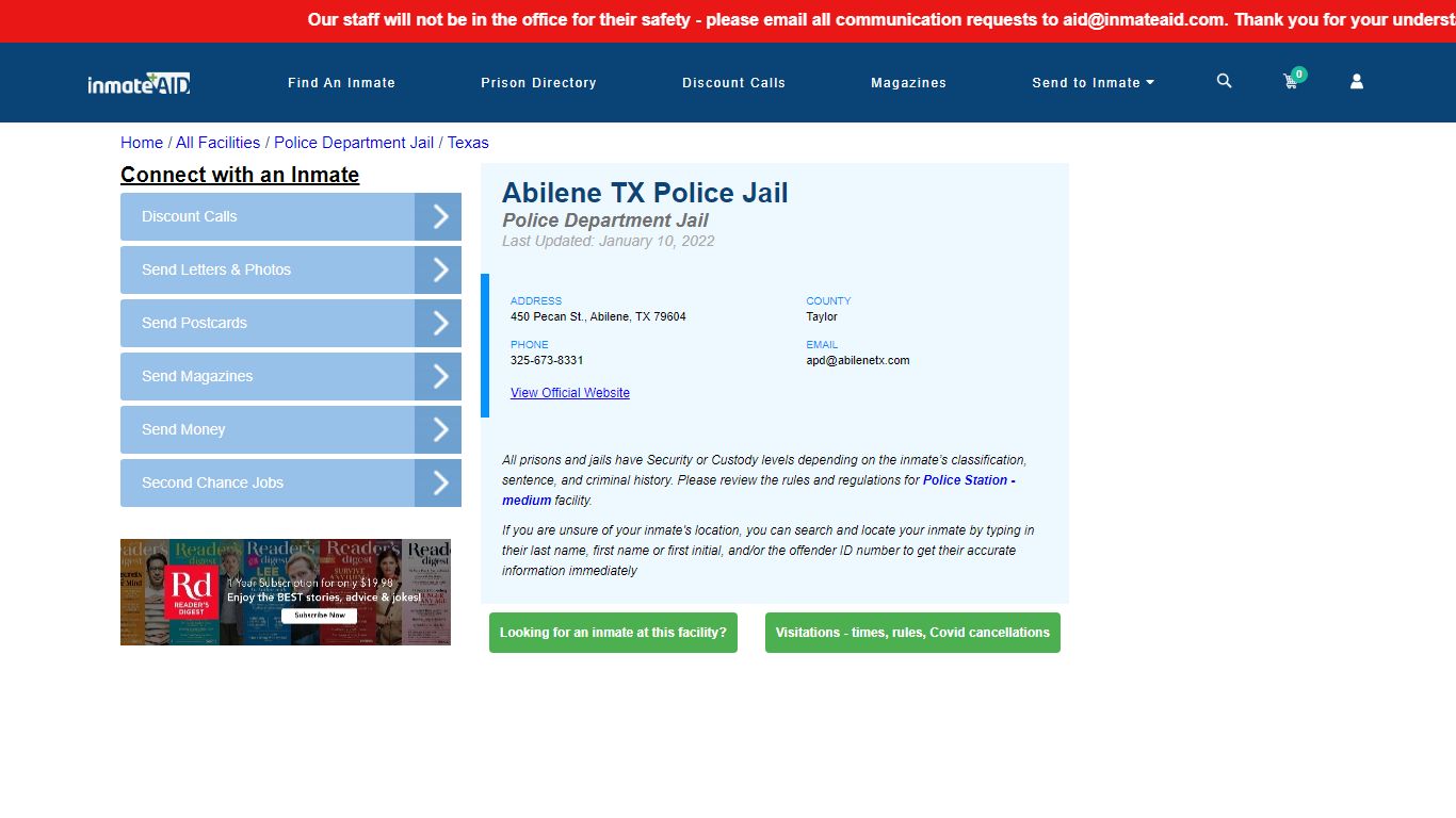 Abilene TX Police Jail & Inmate Search - Abilene, TX